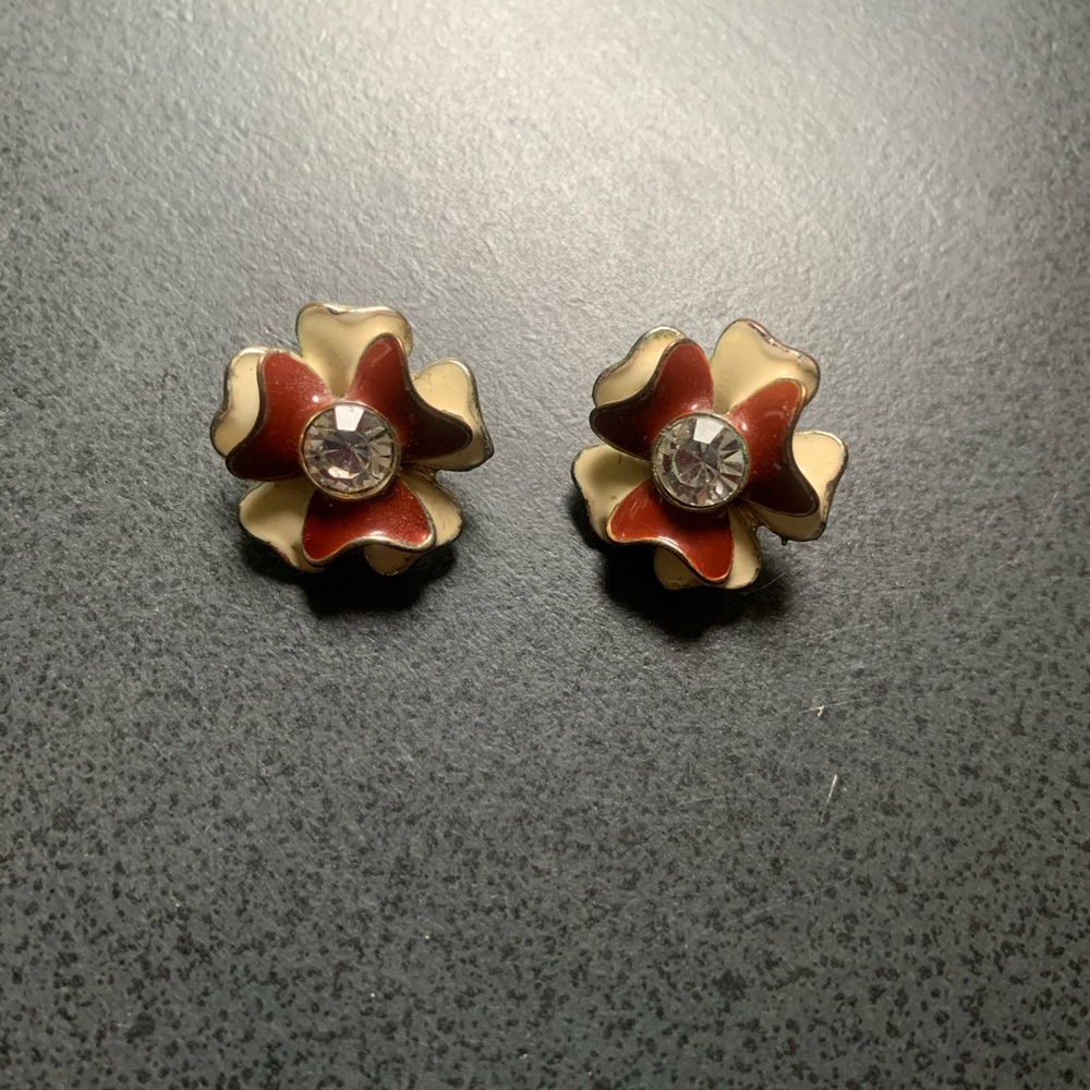 Flower Shaped Enamel Earrings